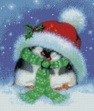Набор для вышивания Kustom Krafts 98217 Праздничные пингвины (Рождество пингвинов)